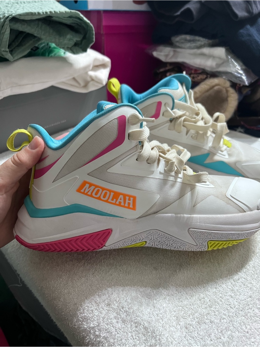 Moolah MTD Triple Double Basketball Shoes Women’s 9.5 Whim White Pink Blue